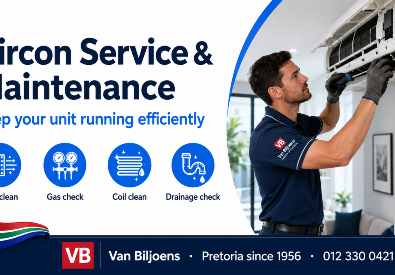 Aircon service and maintenance by a Van Biljoens technician in Pretoria